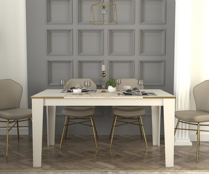 Hanah Home Mesa de Comedor Veyron - Travertino, Sandstone
